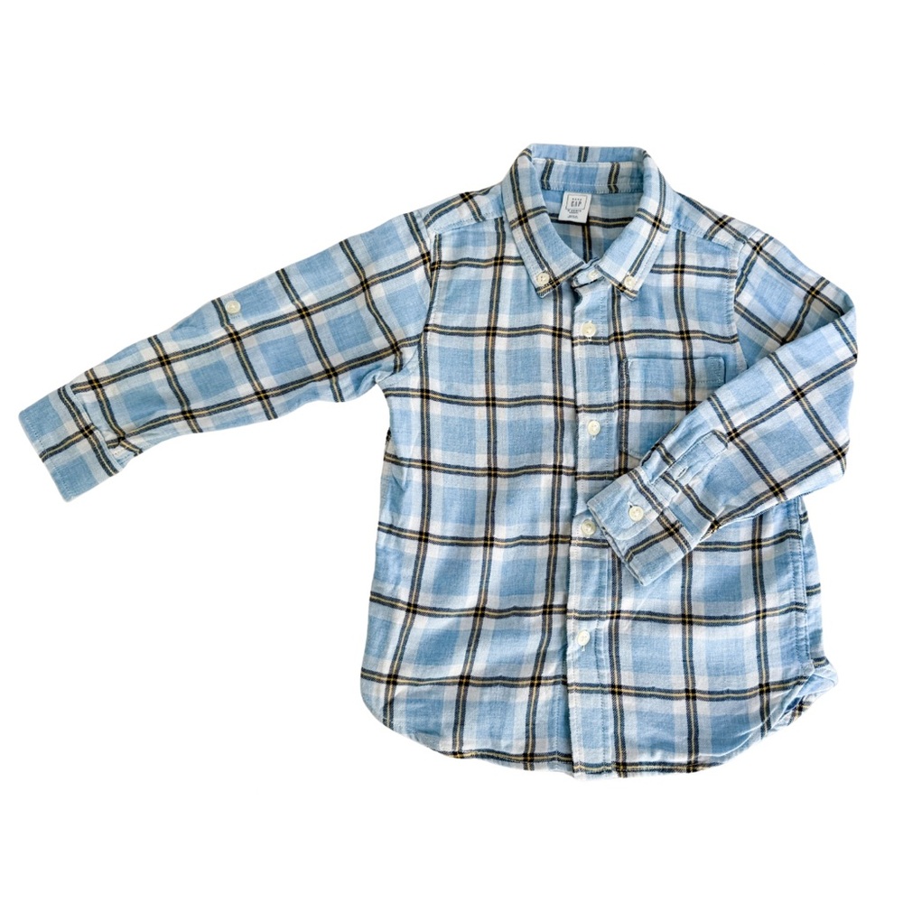 GAP Light Blue Checkered Kids Button Down Shirt